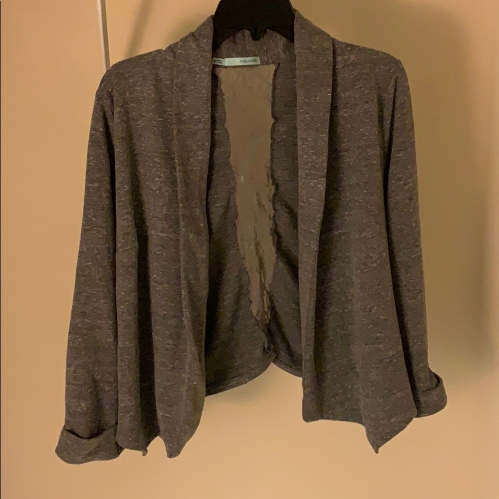 Gray cropped/short open cardigan